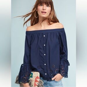Elegant Navy Off-Shoulder Blouse